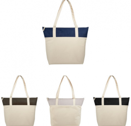 Geanta Shopping Jute and Cotton Zipped Tote  Bullet