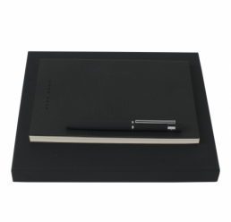 Set cu Notebook A5 Grid Soft si Roller Loop Black HUGO BOSS