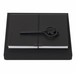 Set cu Notebook A6 Storyline Black si Breloc Essential Matte Black HUGO BOSS
